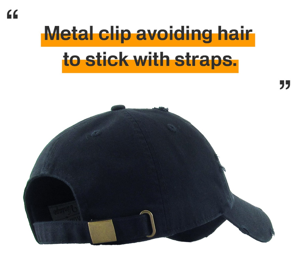Navy Blue Distressed Vintage Baseball Cap Back Side View